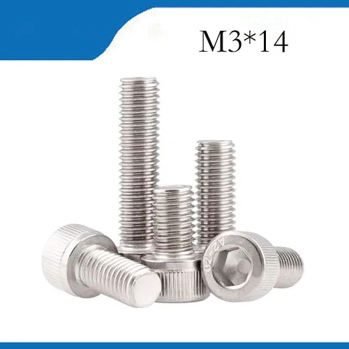 

Бесплатная доставка M3 * 14 20 шт. винты с шестигранной головкой из нержавеющей стали, DIN912bolt нержавеющая сталь гвозди, revet, болты