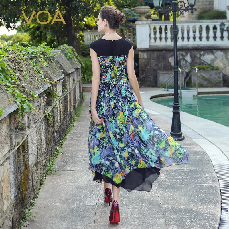 VOA 2018 осеннее Новое модное высококачественное роскошное шелковое платье с