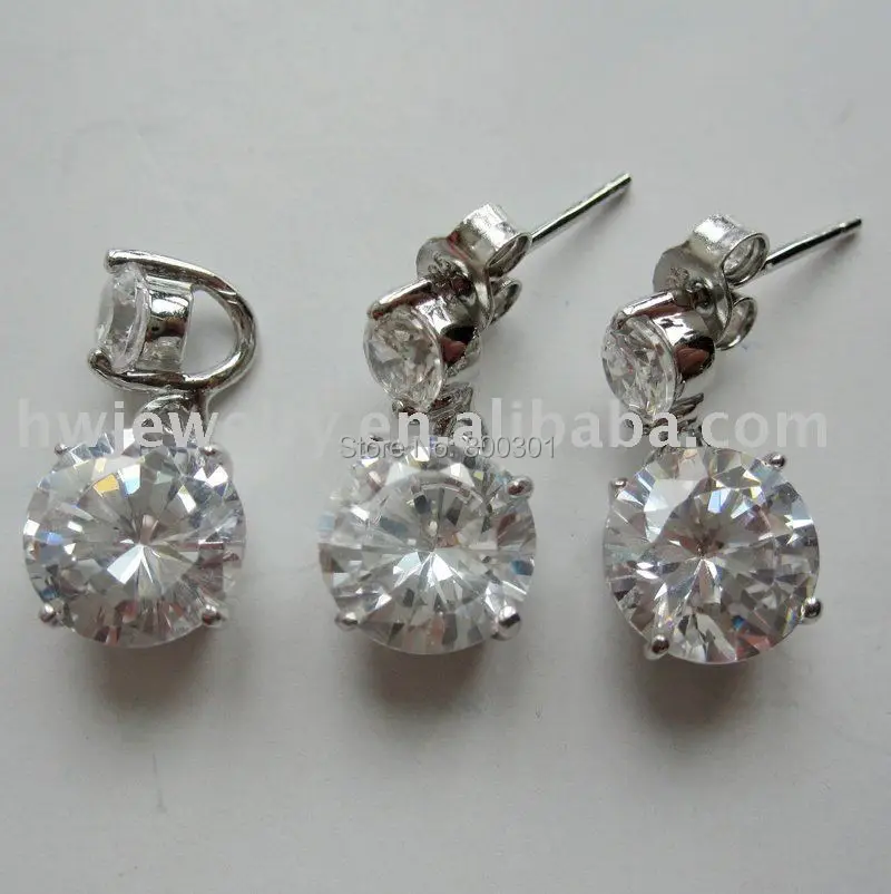 

Top sale/ sterling silver cz jewelry set/ single stone silver 925 set/ bridal jewelry