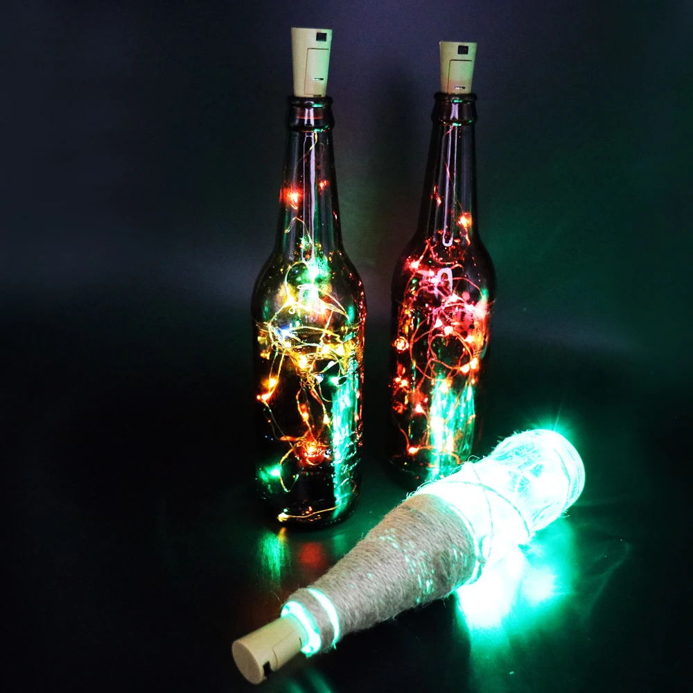 20LED медная проволока струнный светильник с пробка для бутылок для стекла ремесло Волшебные украшения на День святого Валентина, свадьбу лампа бар рождественские Вечерние