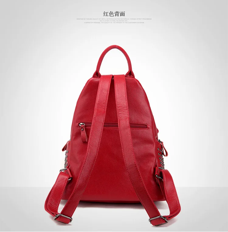 Модные designgenuine кожа Для женщин Заклёпки рюкзак Повседневное Школьные ранцы для подростков Обувь для девочек высокое качество женские туристические рюкзаки