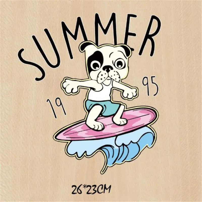 Женская футболка с теплопередачей летняя Байкерская нашивка для собак серфинга