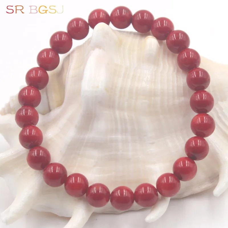 Free Shipping 6 8 10 12mm Round Natural Red Coral Gems Stone Handmade Stretchy Jewelry Bracelet 7&quot 7.5&quot 8&quot|bracelet free shipping|jewelry