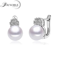 beautiful 925 silver earrings pearl femalesummer trendy bridal real natural white grey black freshwater pearl earrings women