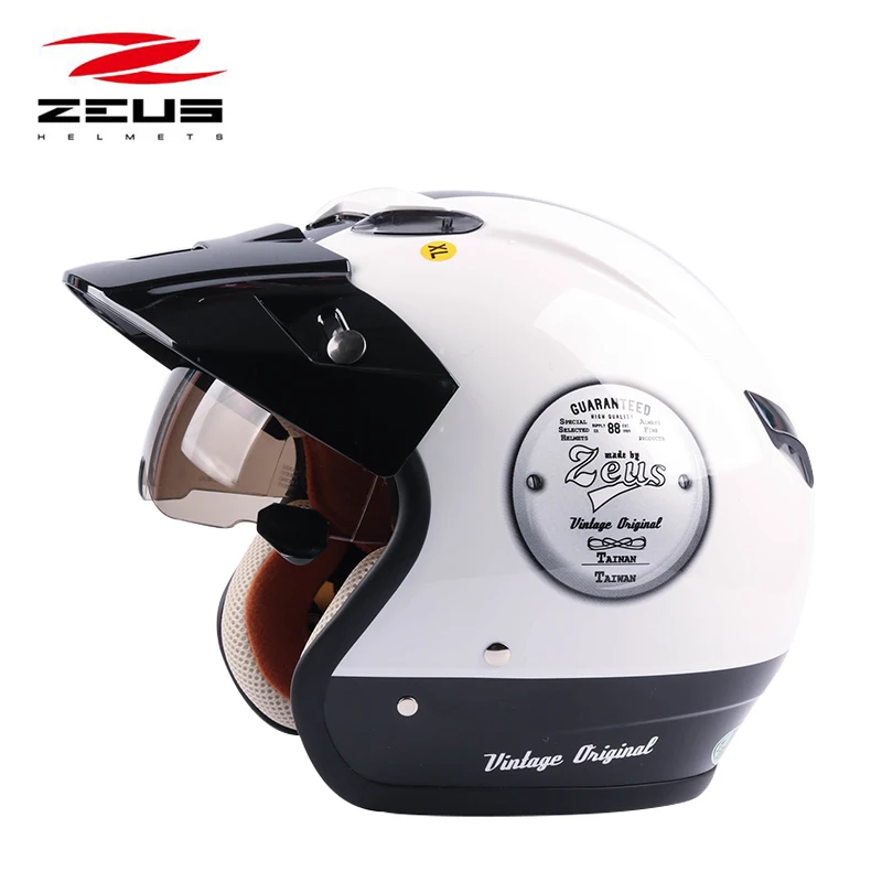Мотоциклетный шлем ZEUS 382 с открытым лицом защитный для мотоцикла 3/4 в винтажном