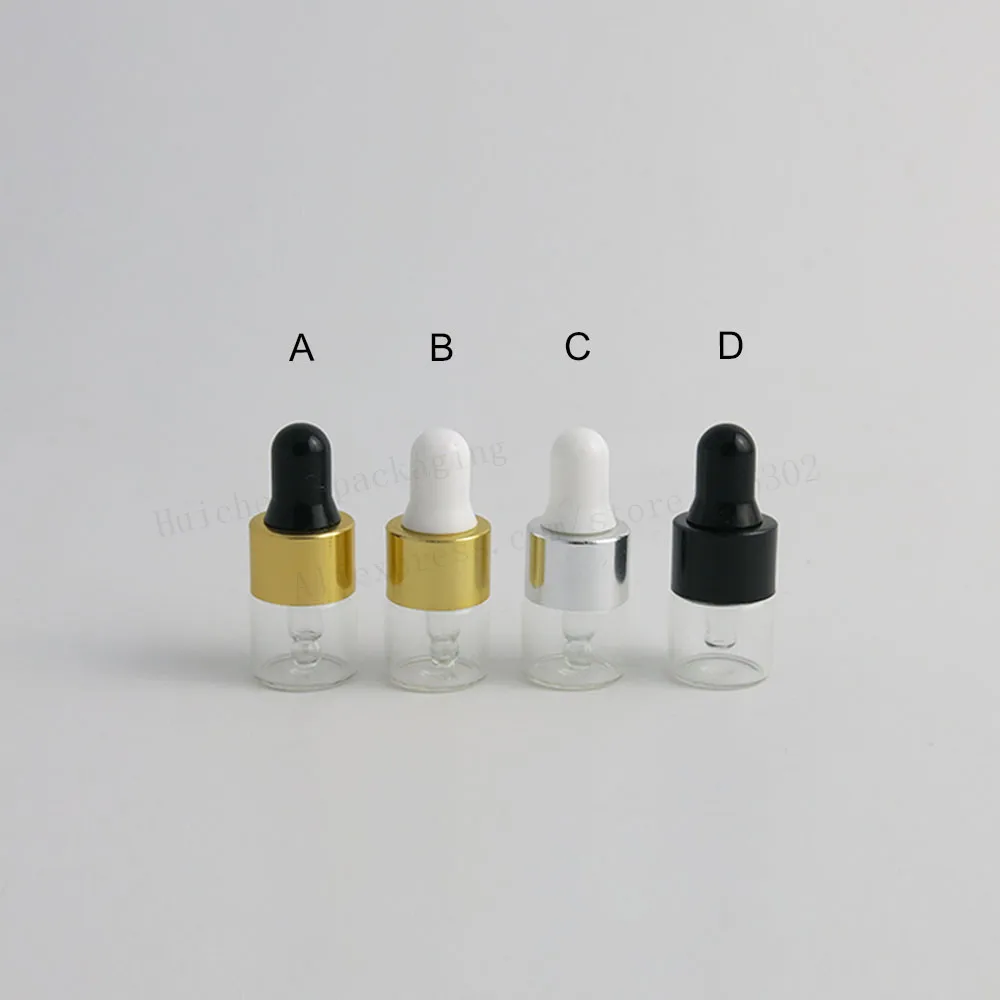 

500 x 1ML Small Glass Dropper Bottles For Essential Oil Perfume tiny portable Vials 1 CC Mini Perfume Drop Containers