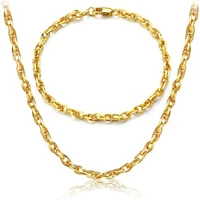 free shipping gold 18 k jewelry gift set two piece 4mm double rolo bracelet necklace anniversary gift
