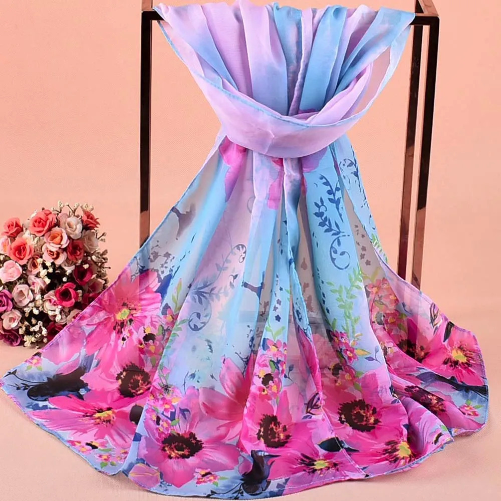Зимняя распродажа товаров femme Шелковый chiffonfoulard женские шарфы для женщин дамская модная мягкая шаль с принтом длинный шарф 15