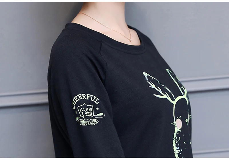 Плюс Размеры M-4XL Толстовки Для женщин пуловер осень 2017 г. sudadera Mujer мультфильм