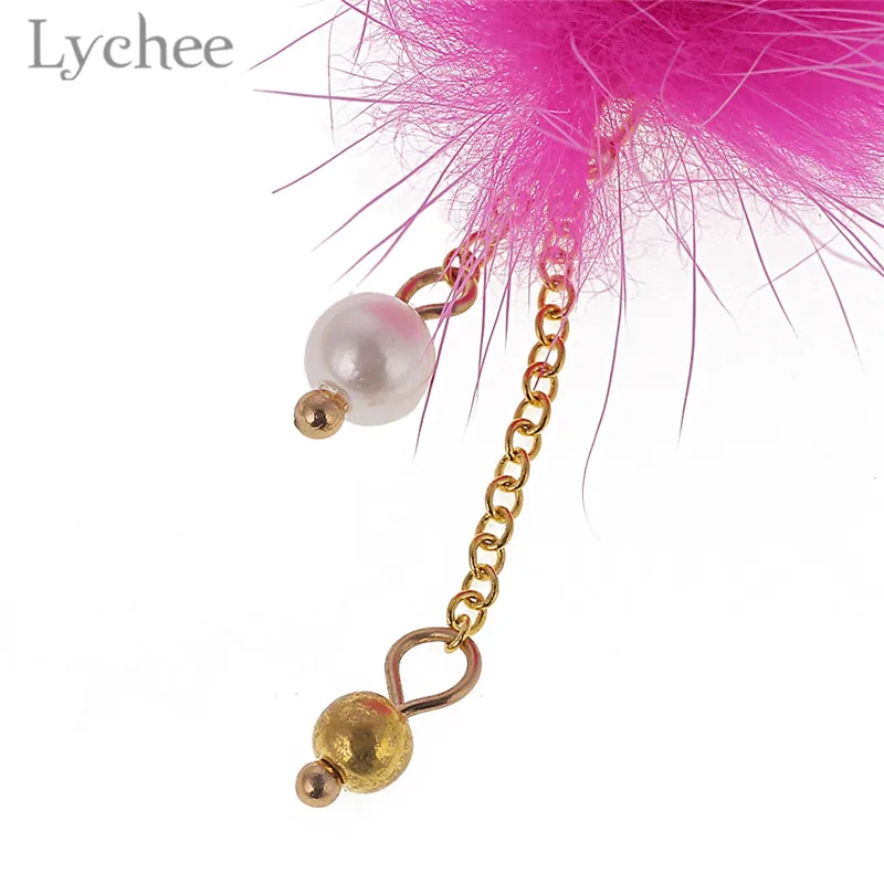 Lychee Модный меховой шар кисточки ногтей магнит женский брелки Kawaii помпон пушистые