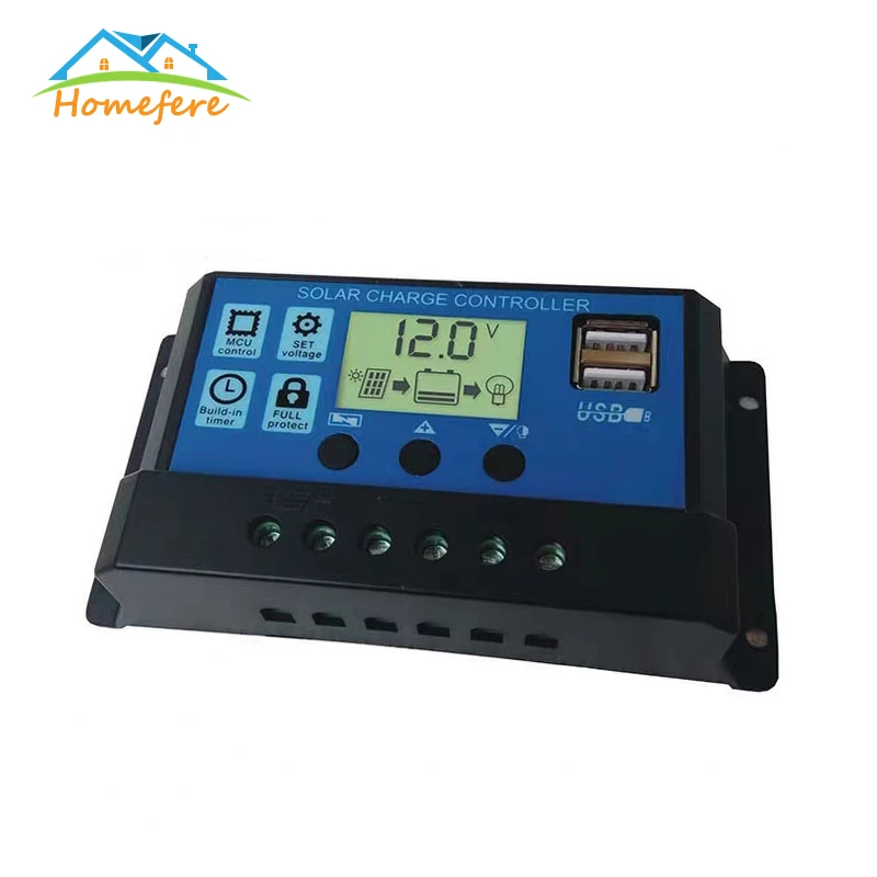 Solar Controller 12V/24V Auto Charge 30A/20A/10A WM Controllers LCD Dual USB 5V Output Panel PV Regulator | Обустройство дома