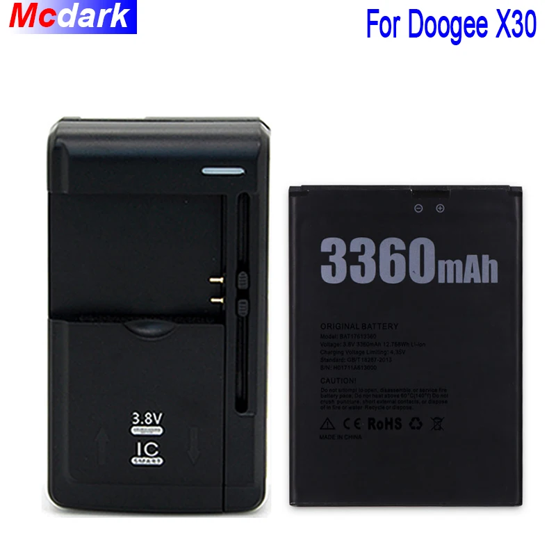 1 лот = шт. батарея + универсальное зарядное устройство 3360 мАч Для Doogee X30