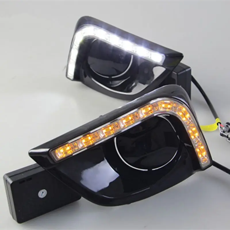 Дневные ходовые огни для Toyota Vios 2014 16 белые и желтые пара|daytime running|lamp fordaytime running lights