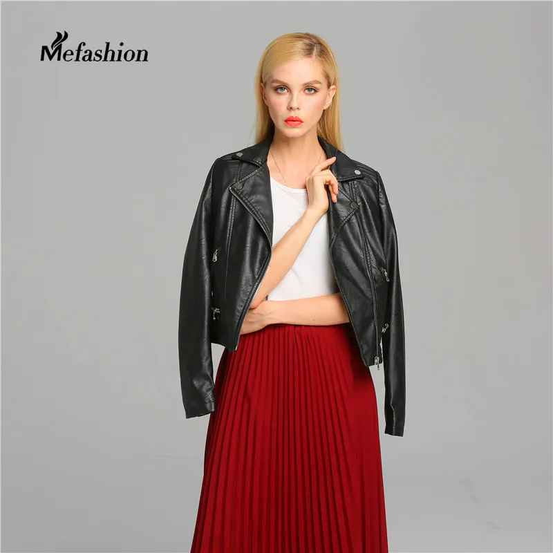 Mefashion Новая Осень Высокой Уличной Моды женщин Короткие Мыть PU Кожаная Куртка На