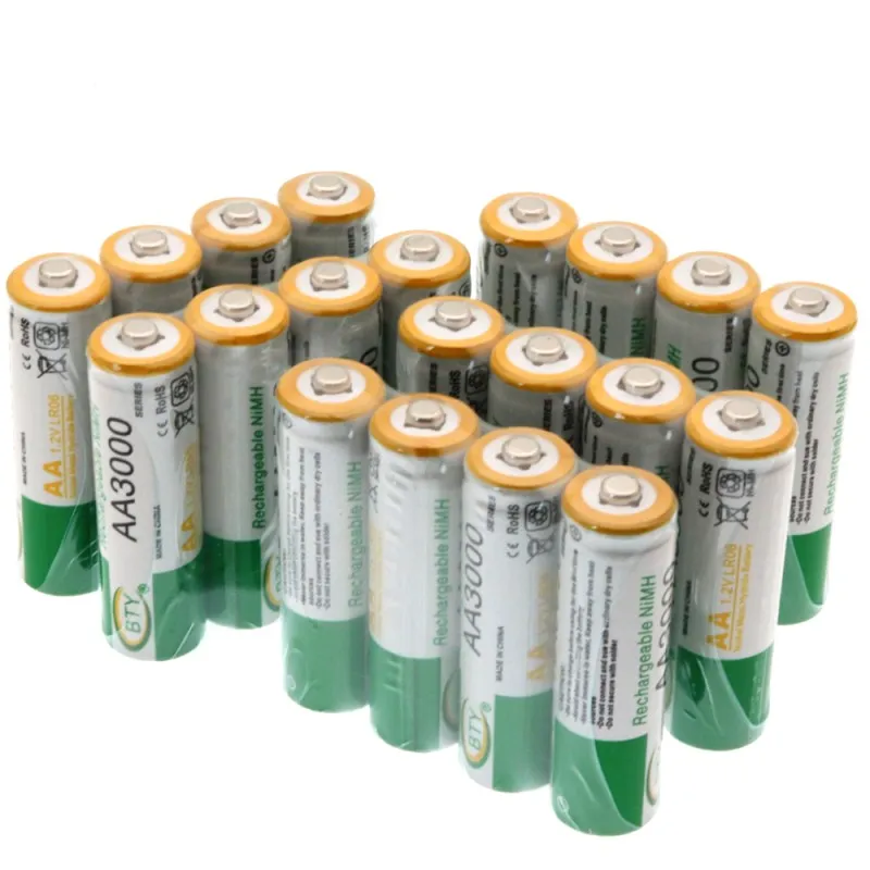 20PCS Новая батарея AA 3000 1,2 V Quanlity аккумуляторная батарея AA 3000mAh BTY Ni-MH 1,2 V аккумуляторная батарея 2A 3000mAh+ зарядное устройство - Цвет: 20PCS
