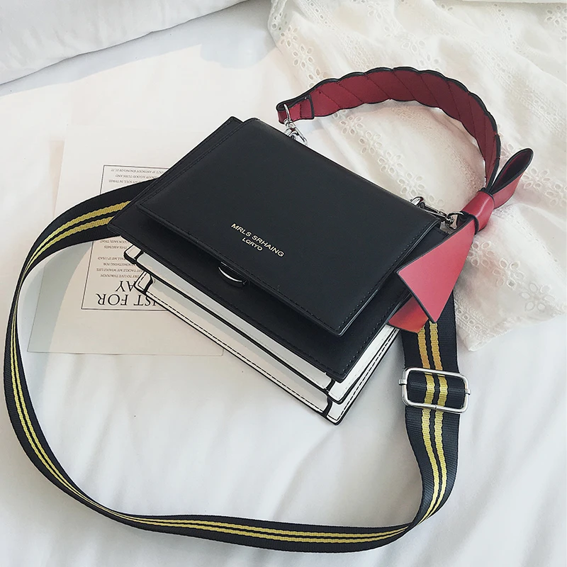 Маленькая квадратная сумка через плечо в стиле ретро с широким ремешком 2019 |