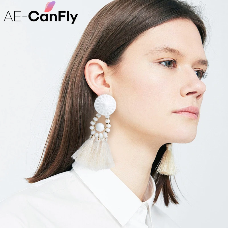 AE-canfly 2017 Brincos Для женщин бренд Boho падения мотаться бахрома серьги Винтаж