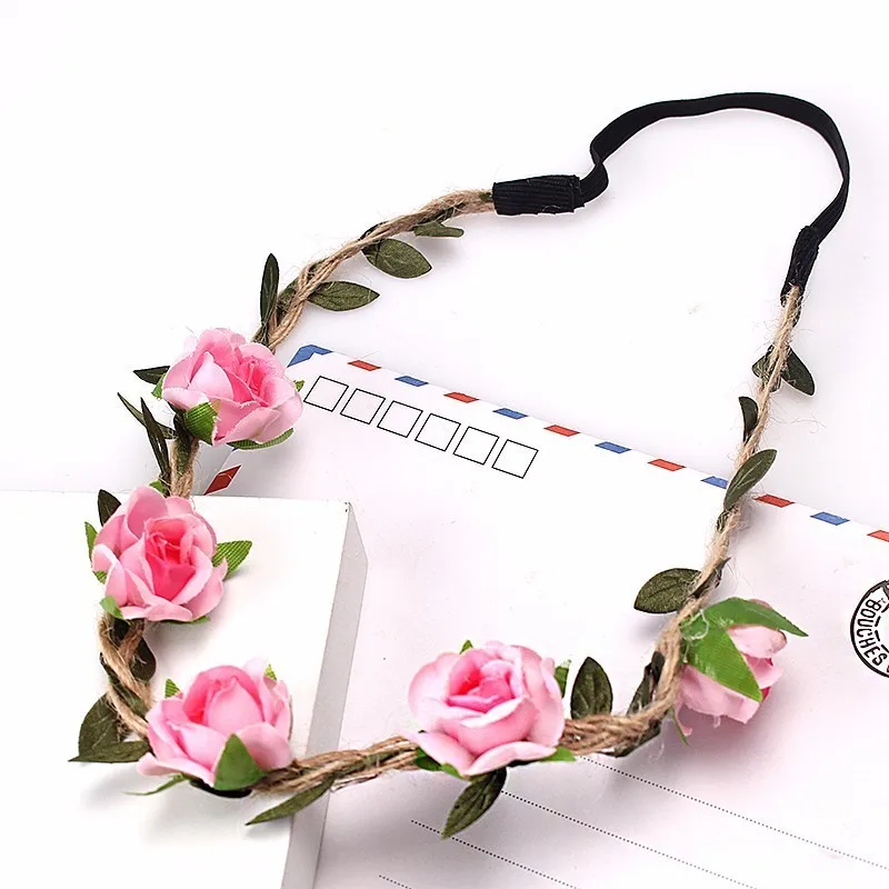 M MISM Boho Floral Headband For Women Hair Accessories New Wreath Headbands Kids Girls Rose Flowers Hair Bands Garland
