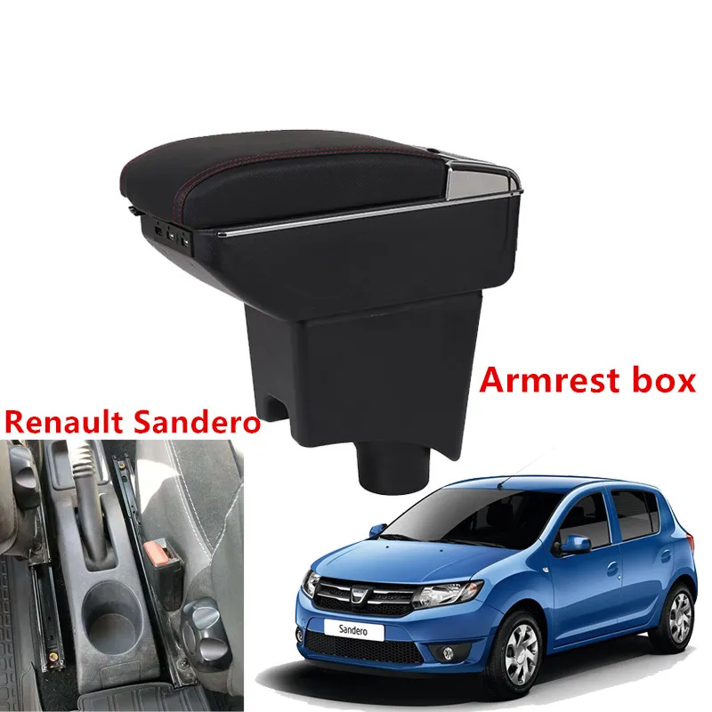 For Renault Sandero Armrest Box Sandero1-2 Universal Car Central Armrest Storage Box cup holder ashtray modification accessories