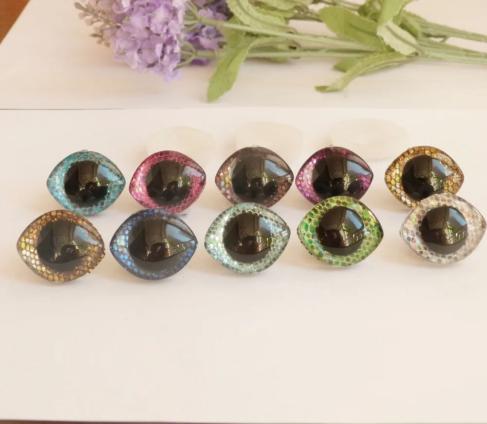 new 20pcs/lot 28x23mm Oval trapezoid plastic clear safety toy eyes doll findings+ glitter Nonwovens + washer--color option--sp | Игрушки и