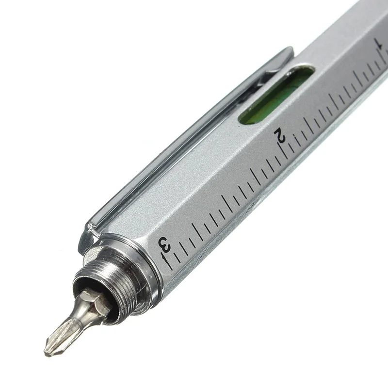 

All In One Tool Ballpoint Pen Screwdriver Ruler Spirit Level with A Top and Scale Multifunction Touchscreen Pen