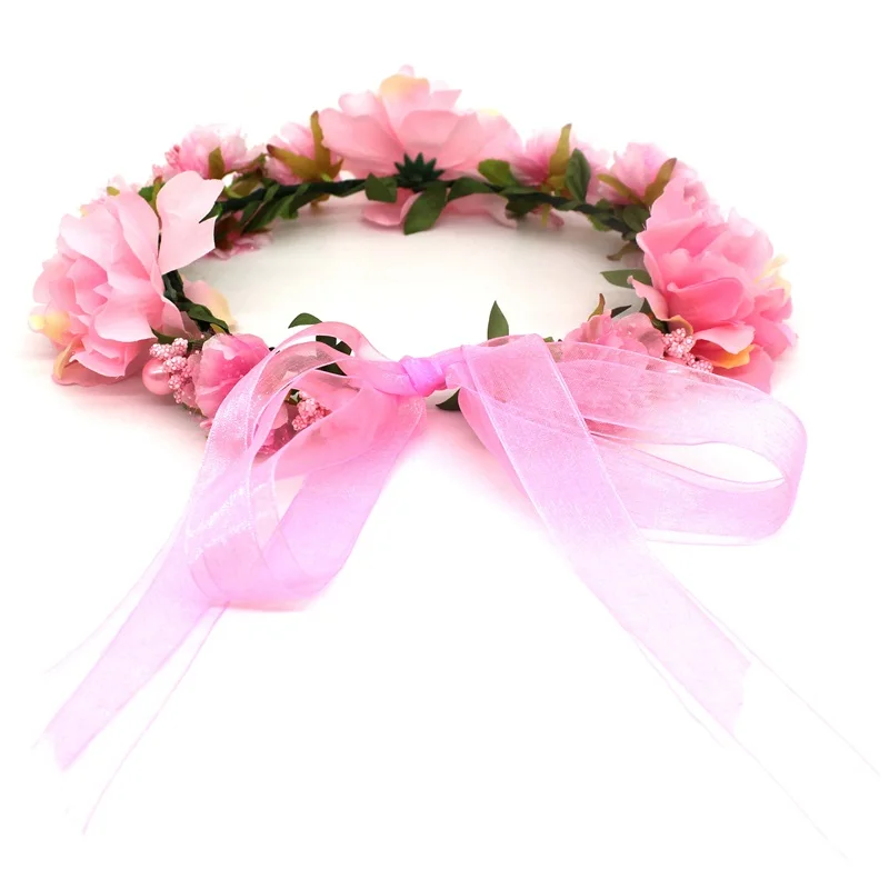 Ланксси 2018 Новый модный розовый цветок повязки на голову для женщин для свадебных аксессуаров для волос, регулируемая повязка для волос.