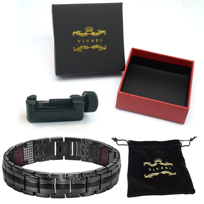 Add box EMBT029G Vivari Магнитная черный Титан браслет Для мужчин браслет 4in1-VE ионы Германий далеко инфра красные модные Браслеты Jewelry Шарм наручные - Окраска металла: Add box EMBT029G