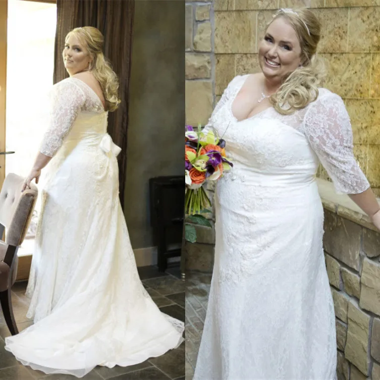 Современный размера плюс свадебное платье с рукавами 2021 Robe De Mariage кружевные