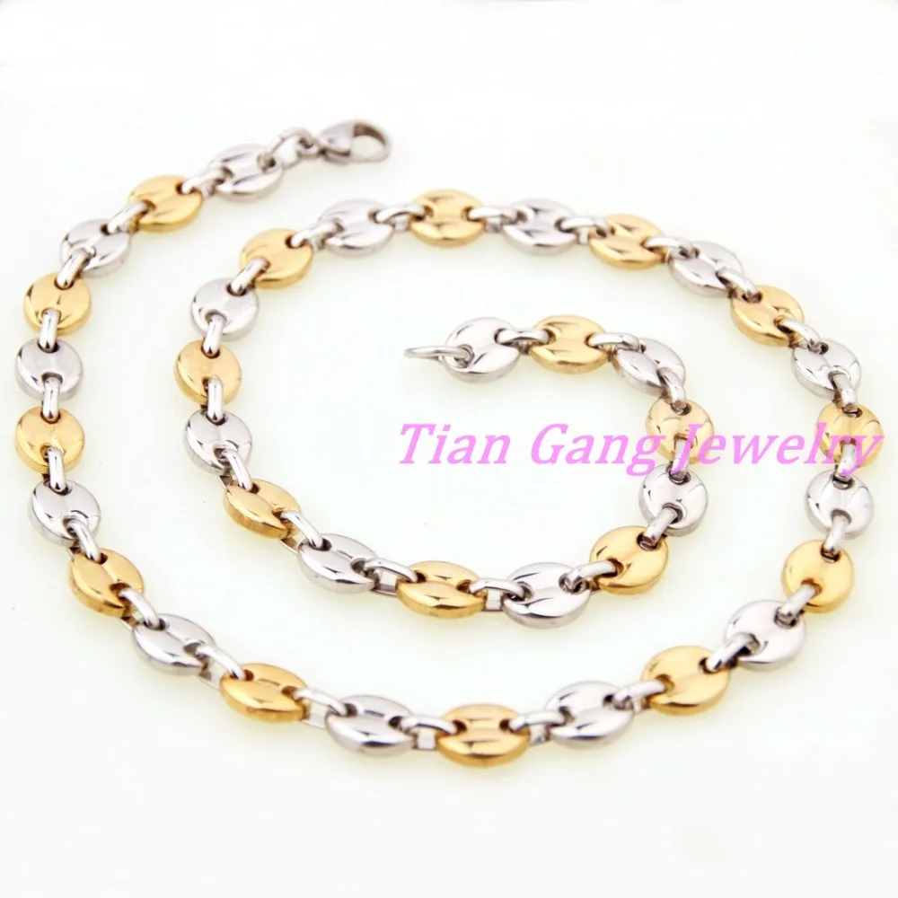 Винтажное ожерелье из кофейных зерен шириной 9 мм браслет нержавеющей стали для