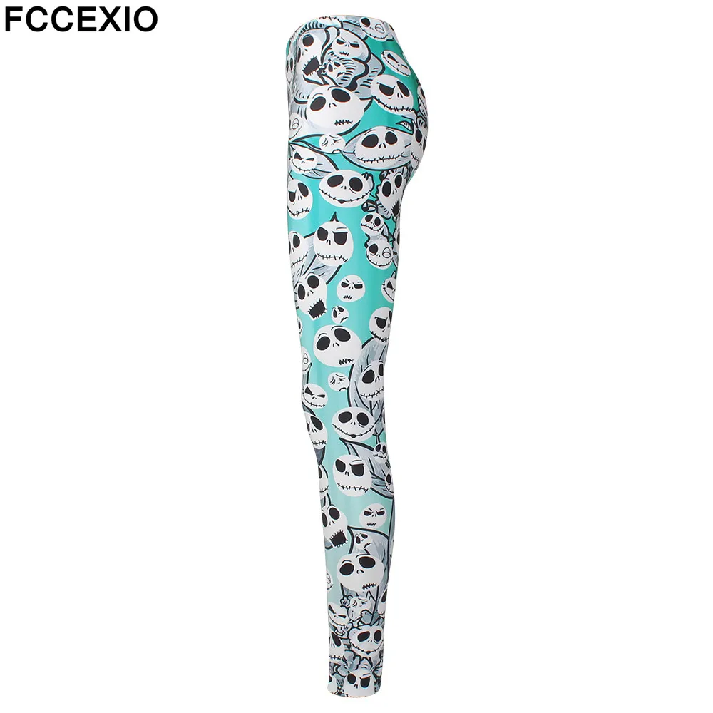 FCCEXIO новый дизайн Природный череп мультфильм леггинсы для женщин Градиент