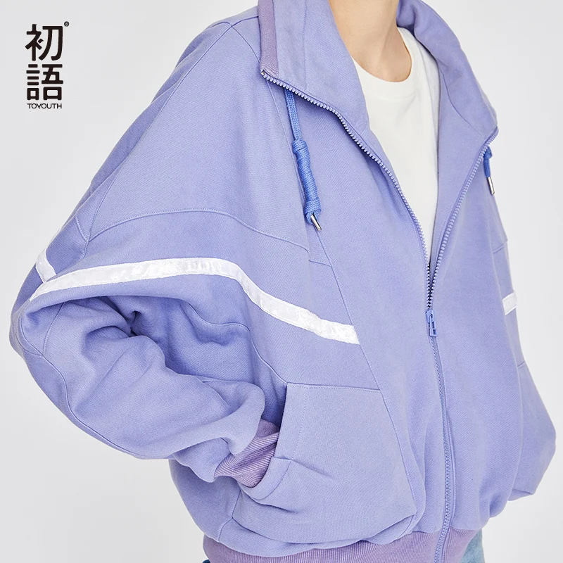 Toyouth Casual Short Jacket Women 2018 Winter Plus Size Long Sleeve Bomber Jackets Sport Zipper Femme Patchwork Coat | Женская одежда
