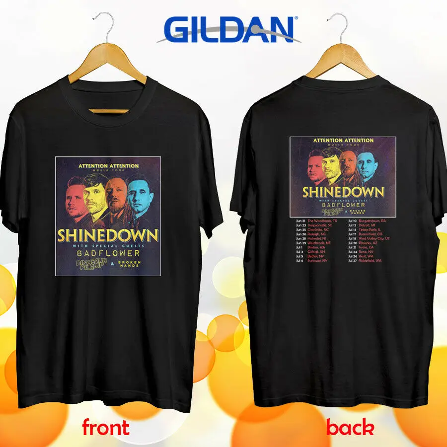 Футболка Shinedown S-3XL внимание мировой Летний тур-концерт 2019 | Мужская одежда