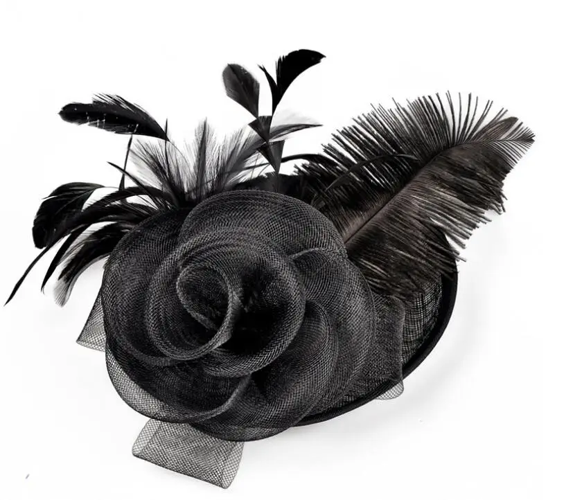 Banquet Party Fedoras Hat Women Ladies Day Royal Ascot Sinamay Fascinator Cap European American Bride Headdress Girls Hats H7108