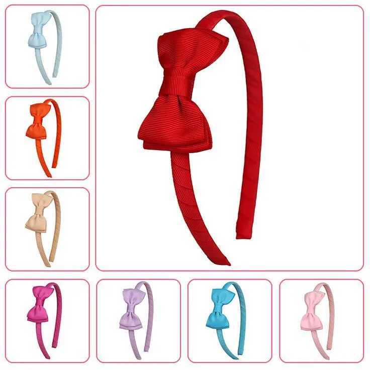 300 шт./лот Ленточные банты повязки на голову лента для волос девочек с бантом