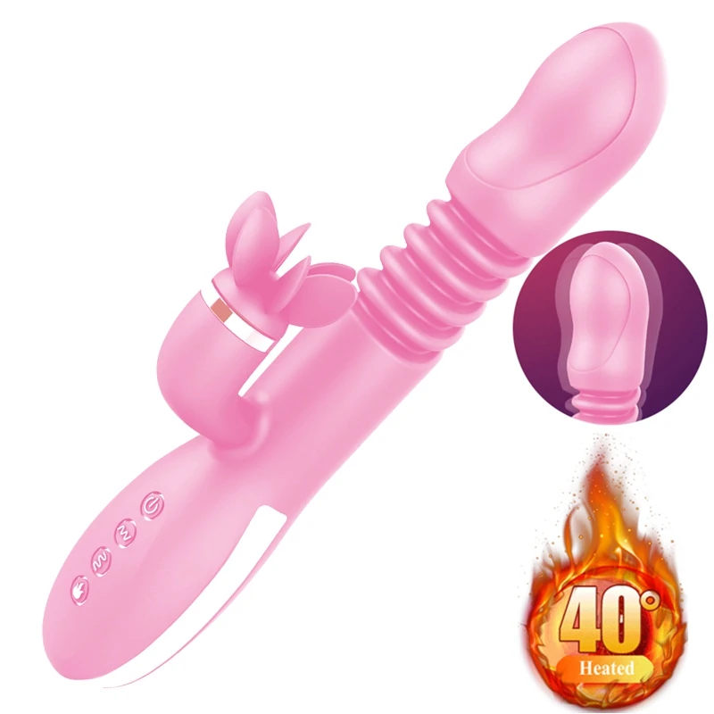 Телескопический Вибратор Кролик с нагревом вращающийся 12 Скоростей