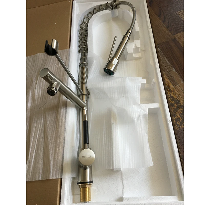 Оптом и в розницу! Матовый никелевый кухонный смеситель. Краны с пружиной.