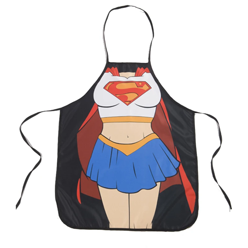 New Supergirl Fun Party BBQ Apron Sexy costume Hero Bib for Home Kitchen Uniform Pinafore Christmas gift