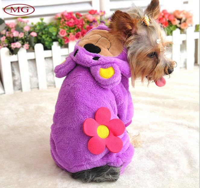 Щенок Pet Руно Зимняя Одежда Прекрасный Медведь Балахон Собака Кошка Зима Теплая