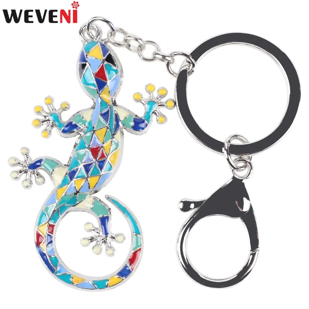 WEVENI, эмалированный сплав, Ящерица Геккон, брелок для ключей, подвеска, сумка, брелок, брелок, Прямая поставка, милые трендовые ювелирные изделия в виде животных для женщин
