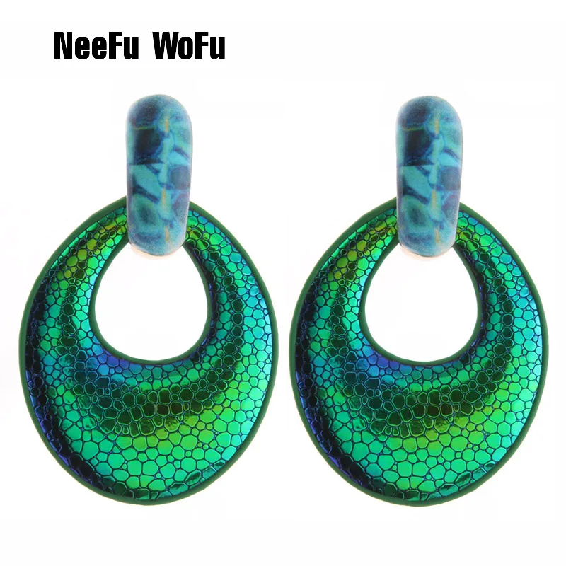 NeeFu WoFu Band Flash кожаные серьги с принтом большие капли воды ювелирные изделия