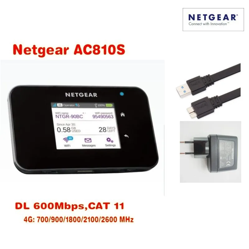 Разблокированный сенсорный экран 2 4 &quotNetgear Aircard AC810S (плюс антенна) Cat11 600 Мбит/с 4GX