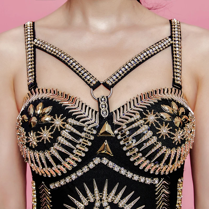 Women New sexy costume Super flashing Crystals bodysuit Bra Model Catwalk stage jumpsuit catsuit nightclub Leading dance show