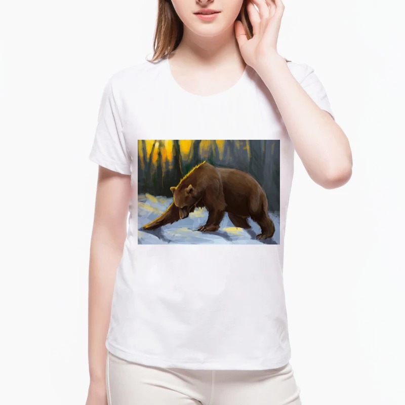 Новинка kawaii милые объятия медведи сердитый медведь женская футболка хипстерский