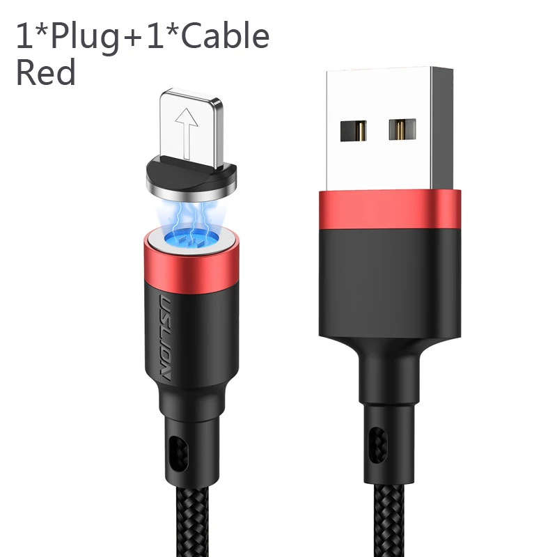 Red USLION 3A Магнитный кабель для быстрой зарядки Micro usb type C для iPhone huawei samsung Xiaomi кабель провод type-C Магнитный кабель для зарядного устройства - Цвет: Red