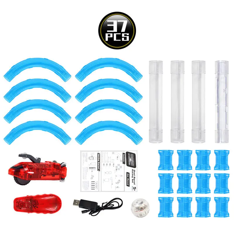 37pcs no box DIY Детский трубчатый игрушечный гоночный магический трек, набор дистанционного управления скоростной трубкой, автомобильный Грузовик, светодиодный флэш-автомобиль, строительная для труб, железная дорога, подарок - Цвет: 37pcs no box