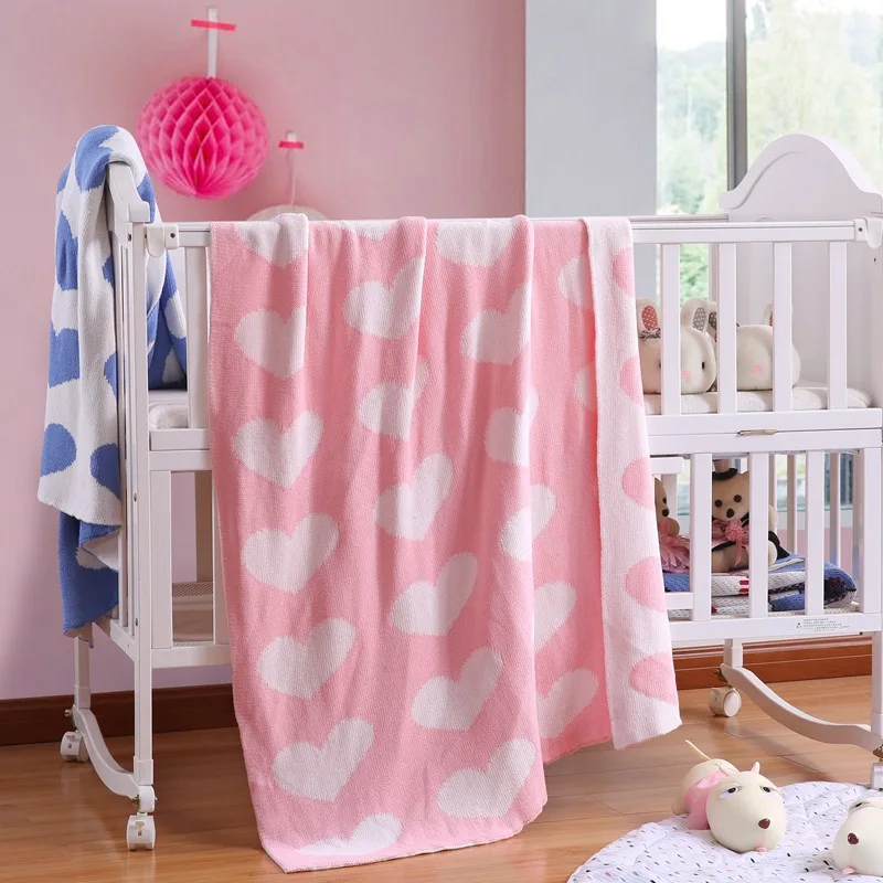 

Original Brand Cotton Thick Two Layer Black White Heart Blanket Baby Bedding Newborn Swaddle Baby Knitted Blankets Cama Play Mat