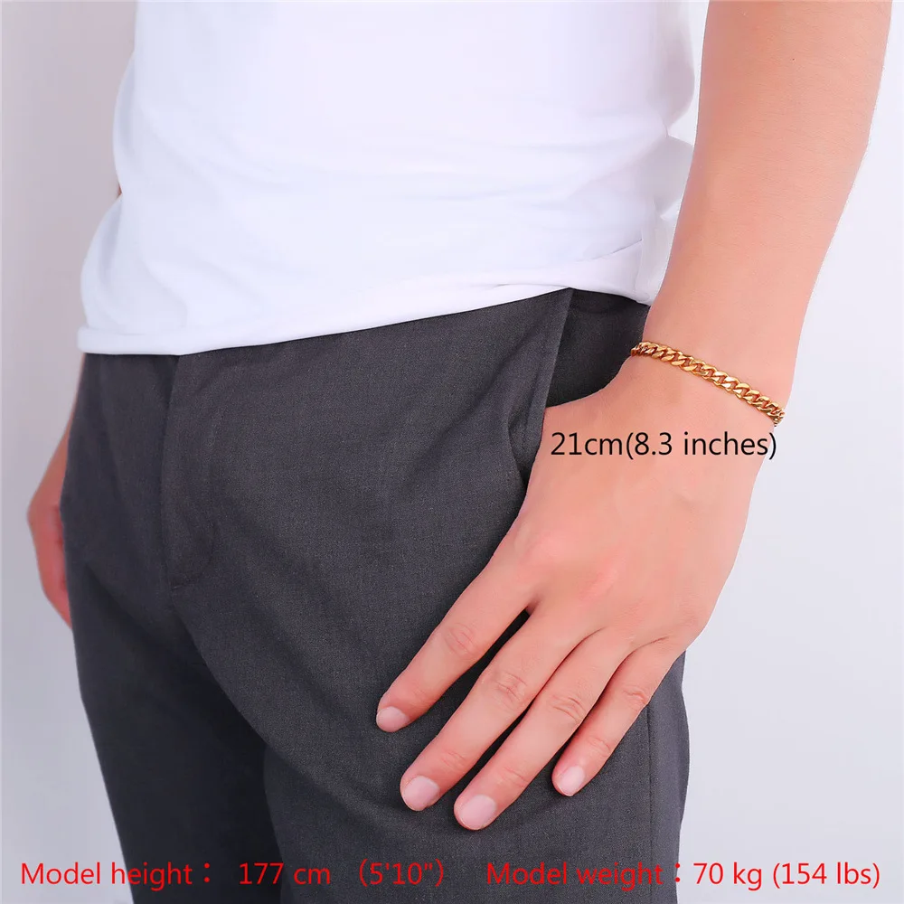 6 мм цвет золотистый браслет с крупными звеньями кубинской браслет-цепочка из