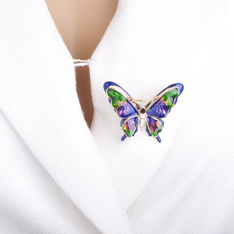 Funmor Красочные бабочки эмаль шпильки циркониевая Брошь для женщин женское