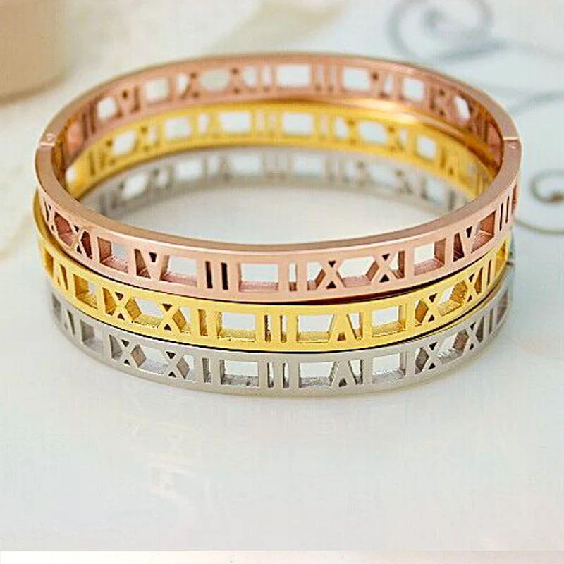 Женский браслет из нержавеющей стали 316L с римскими цифрами|love bangle bracelet|bangle