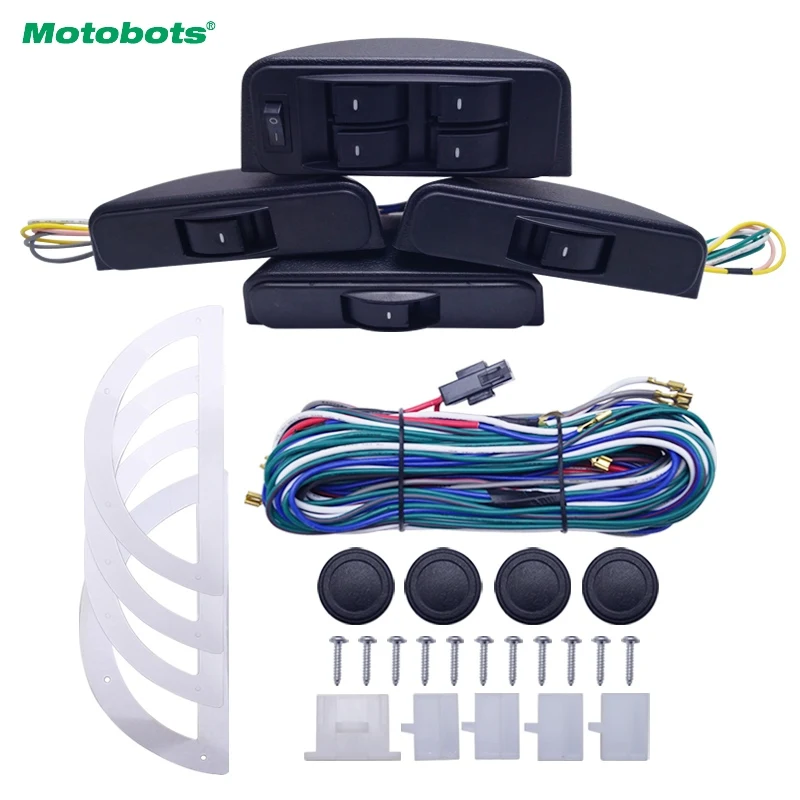 

MOTOBOTS 1Set Universal Moon Electronic Car Power Window Switch 8pcs Switches With Holder And Wire Harness For 4 Doors #AM3852